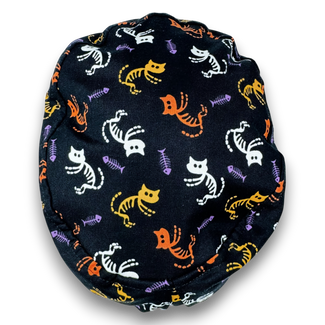 Skeleton Cat Euro Scrub Cap for Women with Satin Lined Option by Paradise Caps.