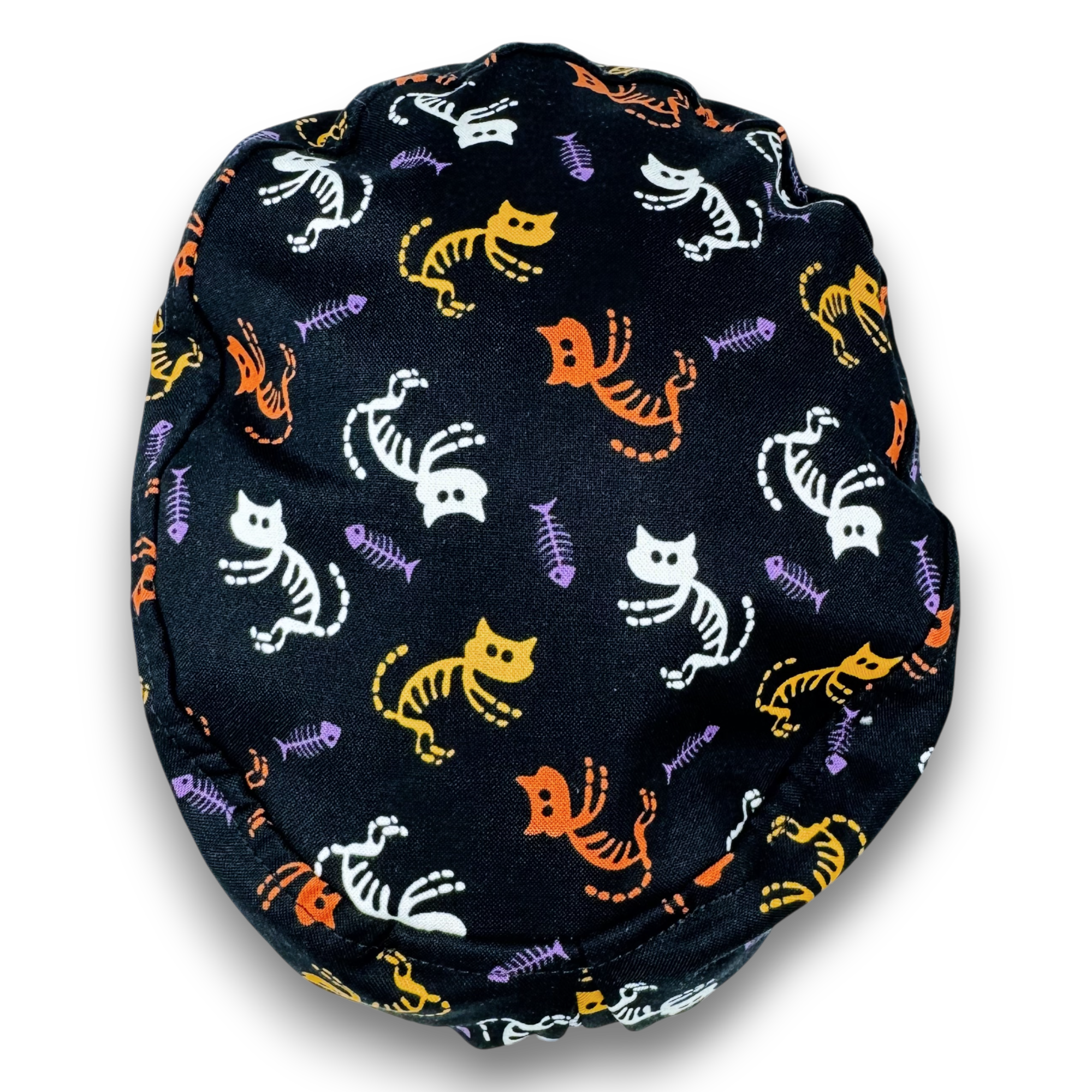Skeleton Cat Euro Scrub Cap for Women with Satin Lined Option by Paradise Caps.