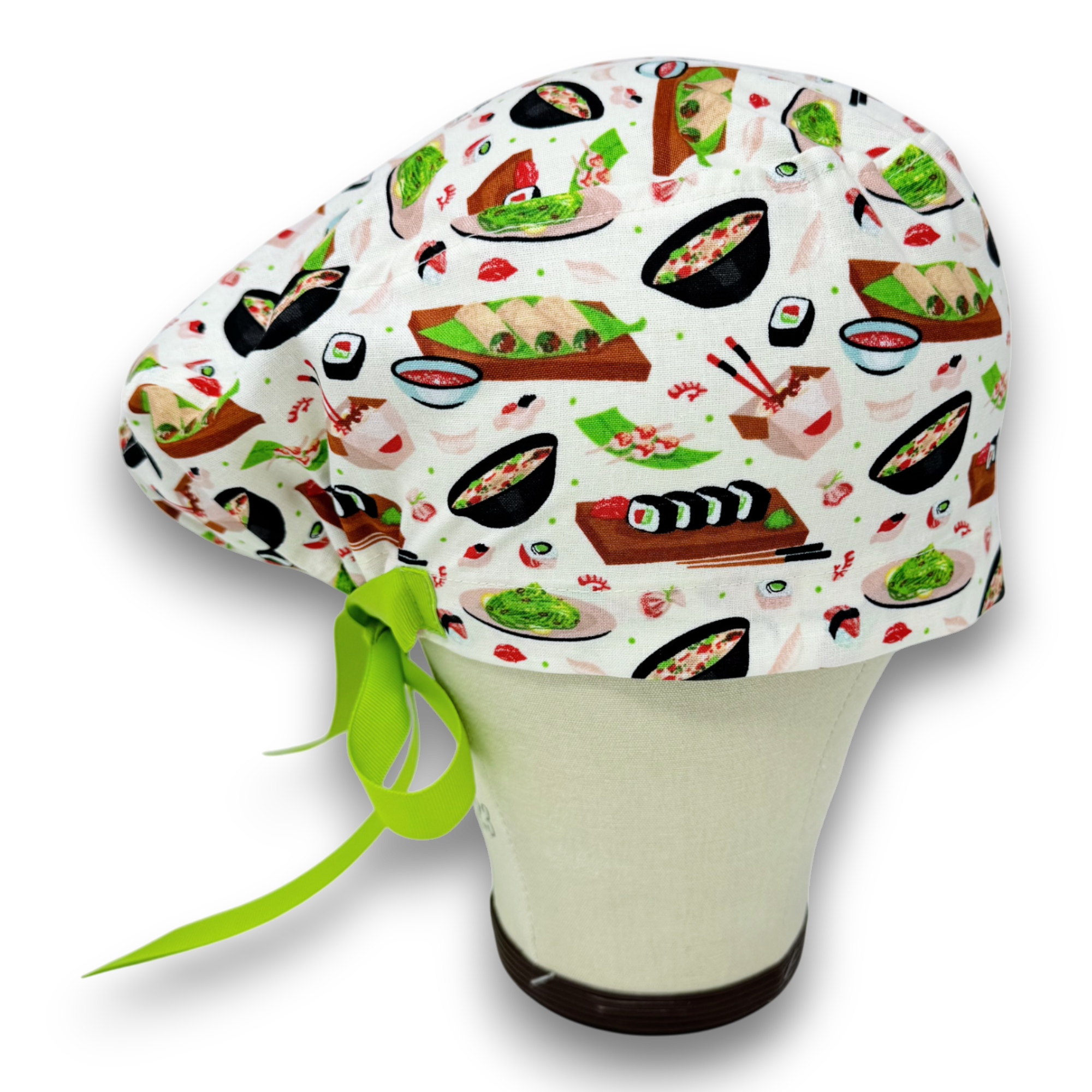 Sushi   Euro scrub cap with ties for Women by Paradise Caps. Euro PLUS style.