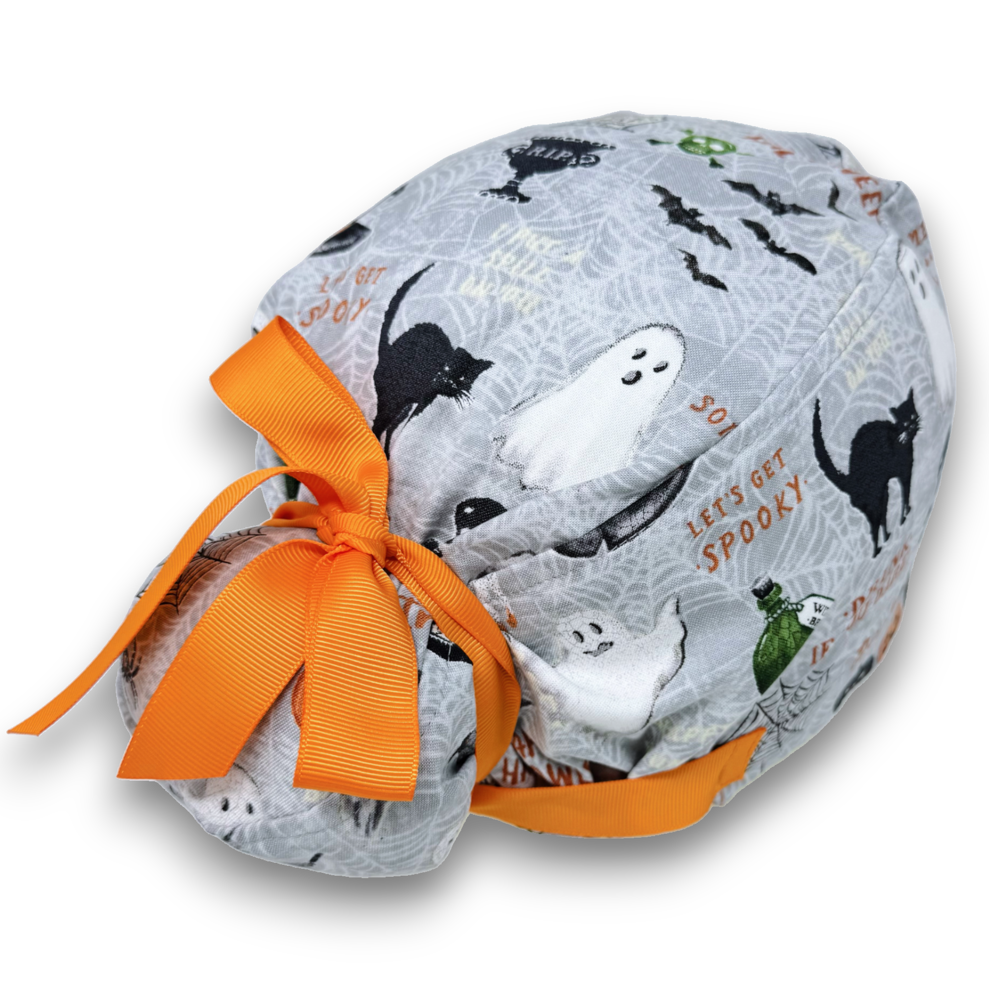 Spooky Night Euro scrub cap with ties for Women by Paradise Caps. Euro PLUS style.