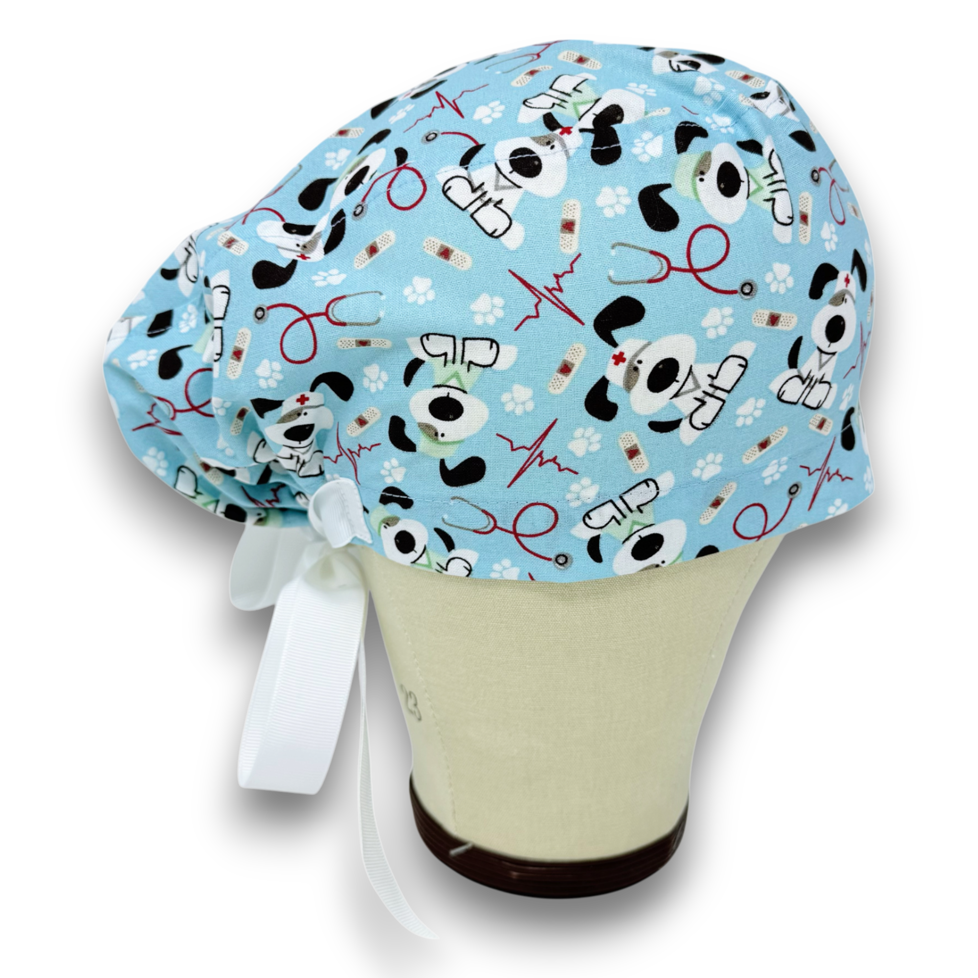 Dog Euro scrub cap with ties for Women by Paradise Caps. Euro PLUS style.