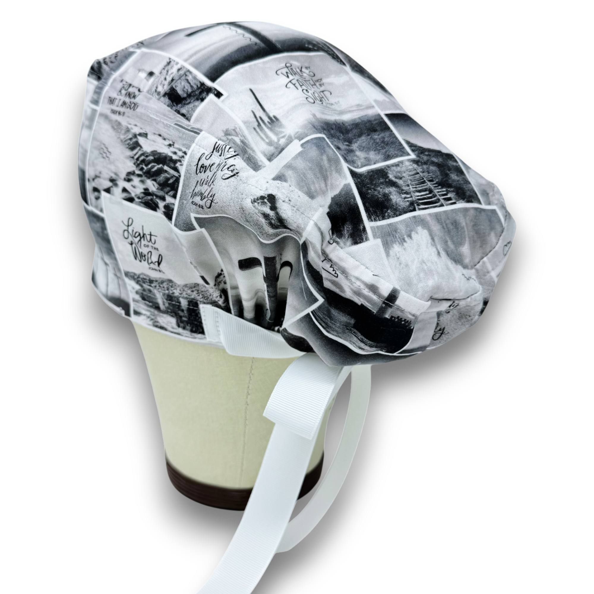 Religious Quote Euro scrub cap with ties for Women by Paradise Caps. Euro PLUS style.
