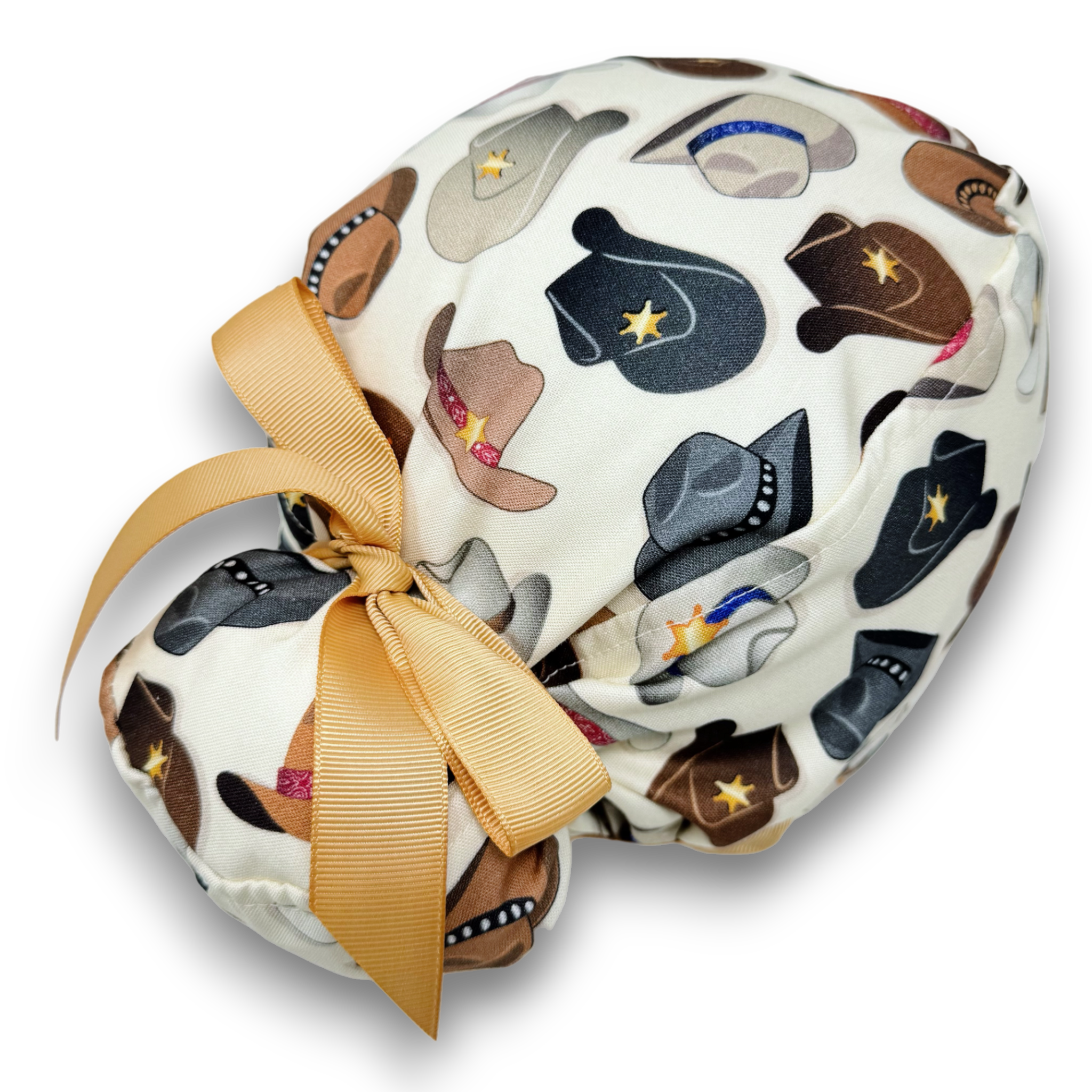 Cowboy Hats – Western Print Euro scrub cap with ties for Women by Paradise Caps. Euro PLUS style.