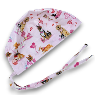 Dog Skull tie-back style surgical scrub cap for men by Paradise Caps.