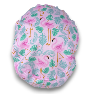 Women's Euro scrub cap. Flamingo surgical hat with satin lined by Paradise Caps.