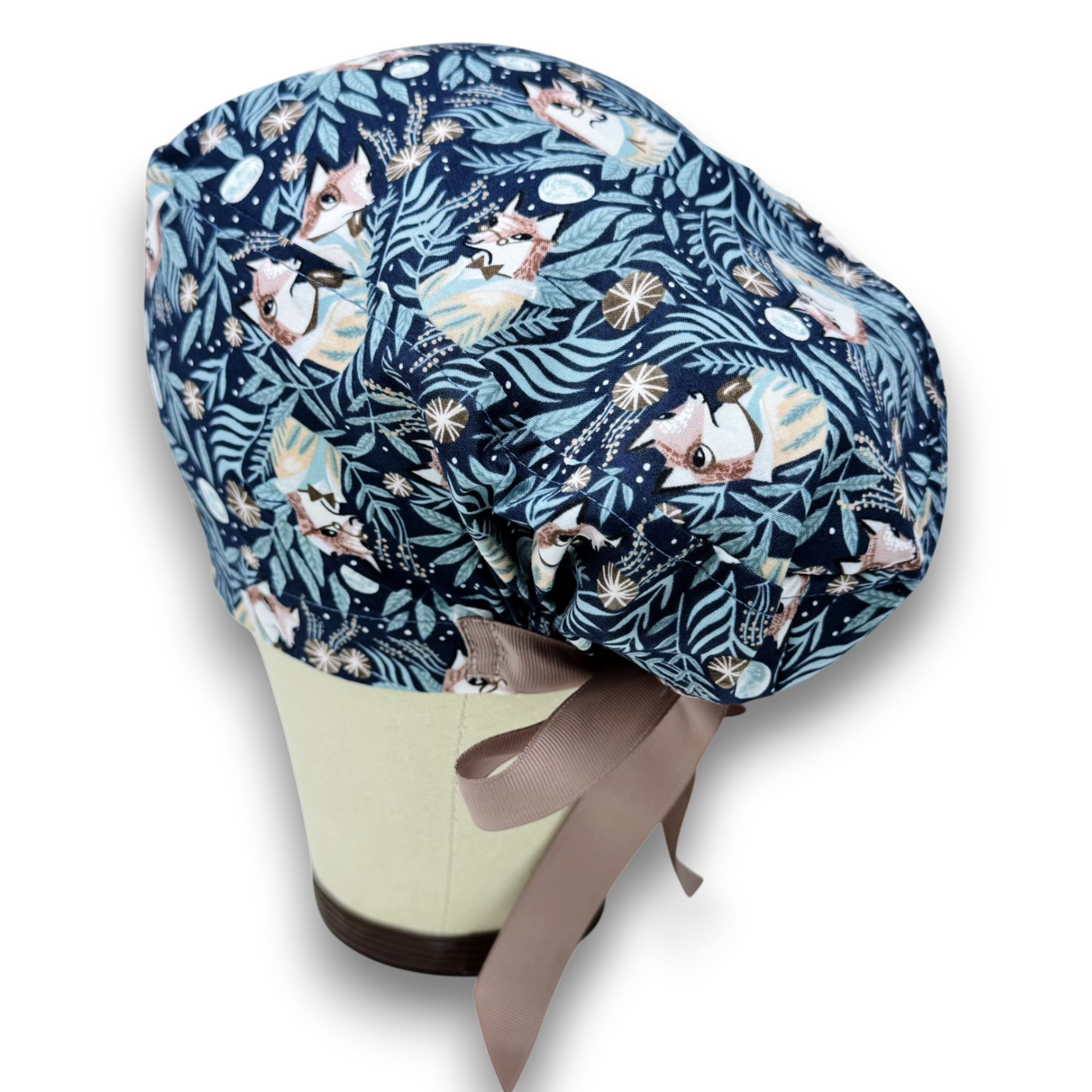 Fox Euro scrub cap with ties for Women by Paradise Caps. Euro PLUS style.