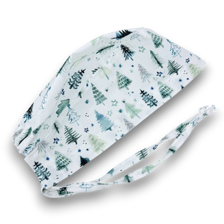Winter tree skull tie-back style surgical scrub cap for men by Paradise Caps.