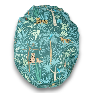 Euro scrub cap for women. Tropical Print European satin lined surgical cap by Paradise Caps.