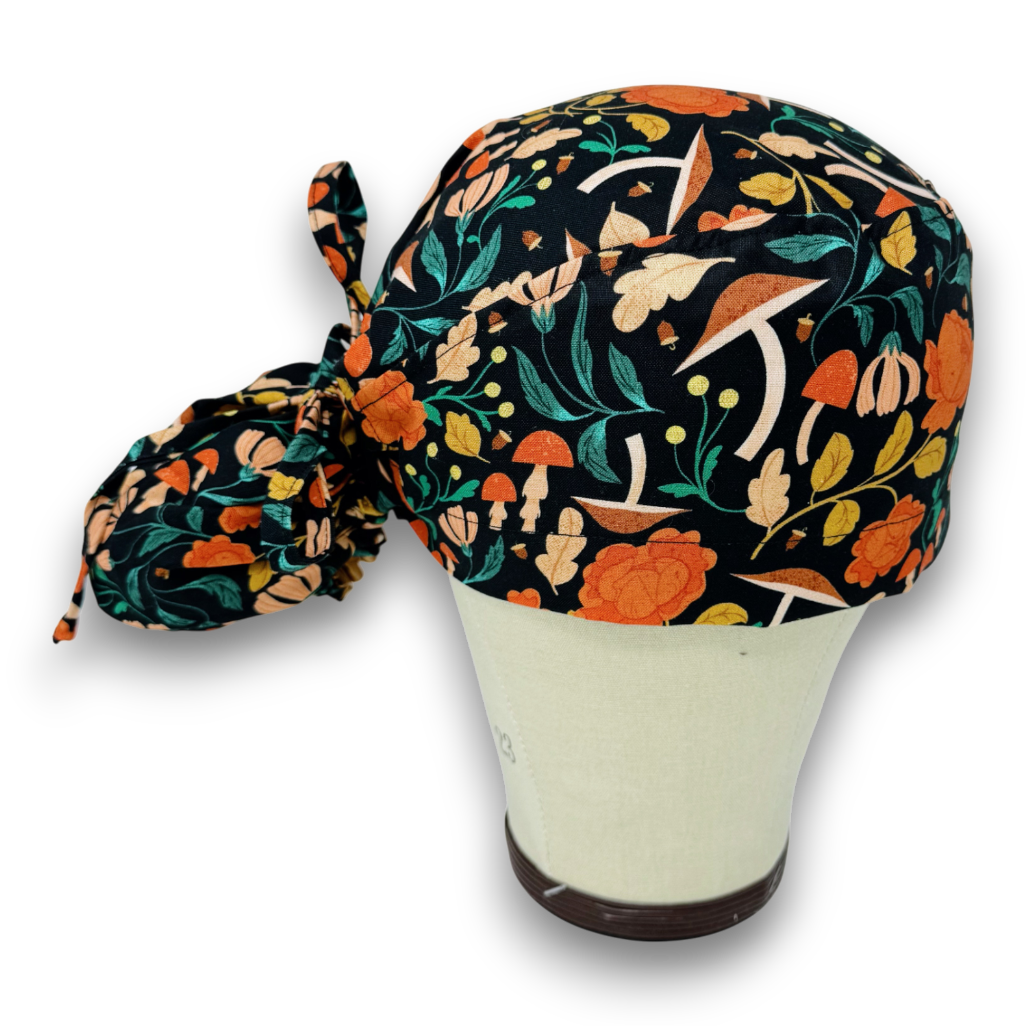 Flora & Fauna Ponytail scrub cap, Surgical cap women. Satin Lined Option Surgical cap with ponytail.