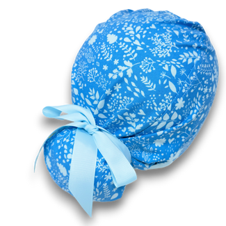 Calm Blue Euro scrub cap with ties for Women by Paradise Caps. Euro PLUS style.