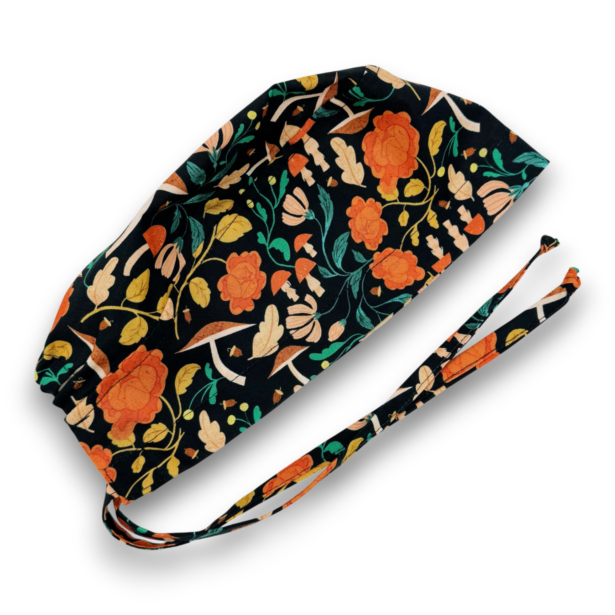 Flora & Fauna Skull tie-back style surgical scrub cap for men by Paradise Caps.