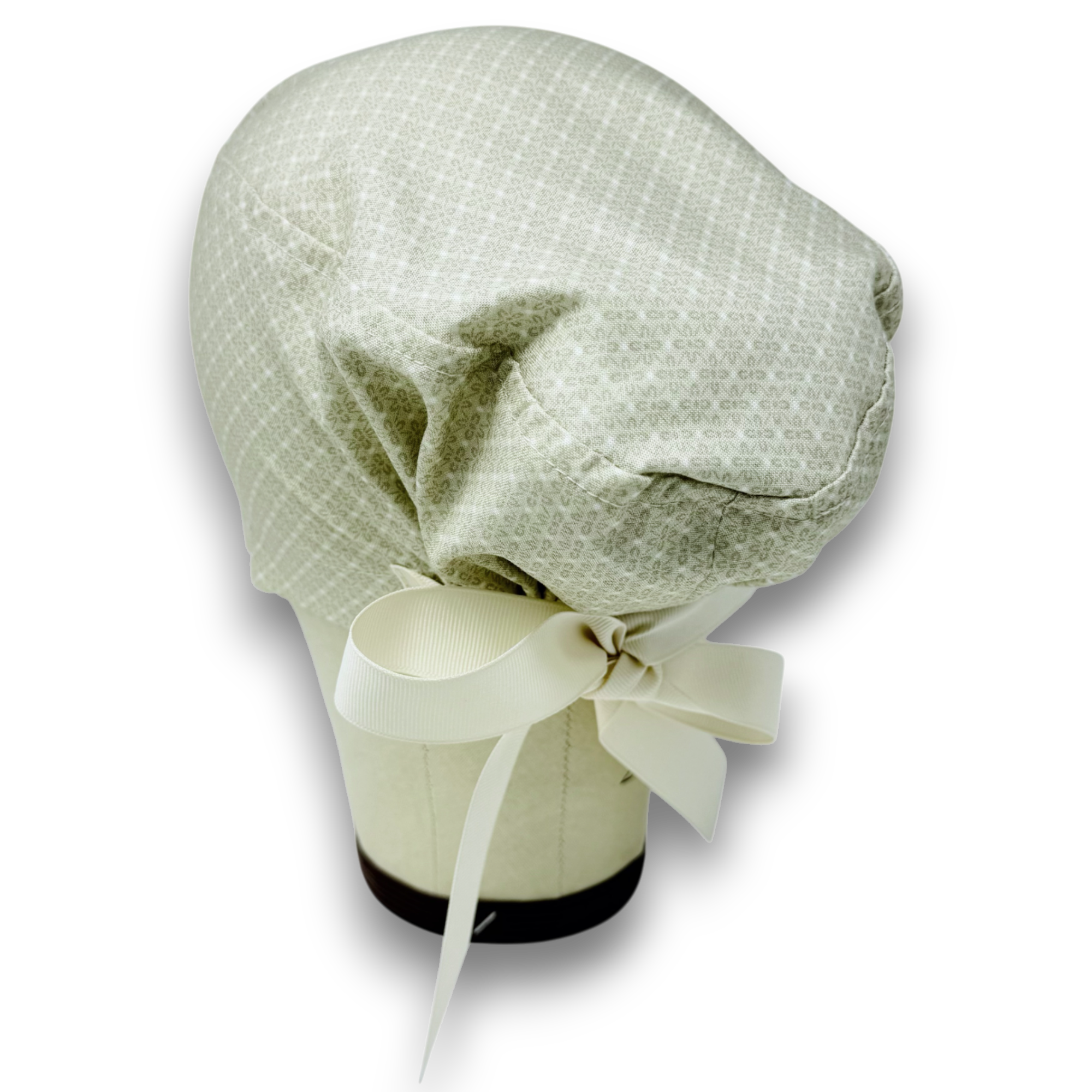 Beige Euro scrub cap with ties for Women by Paradise Caps. Euro PLUS style.