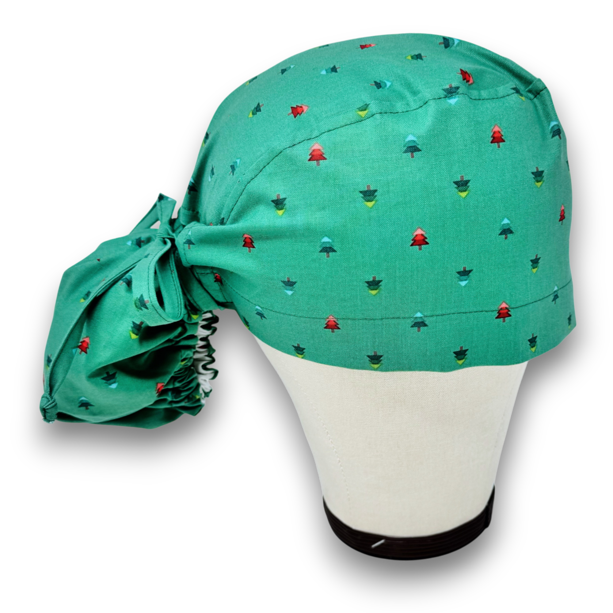 Christmas Ponytail scrub cap for women with satin lined option by Paradise Caps.