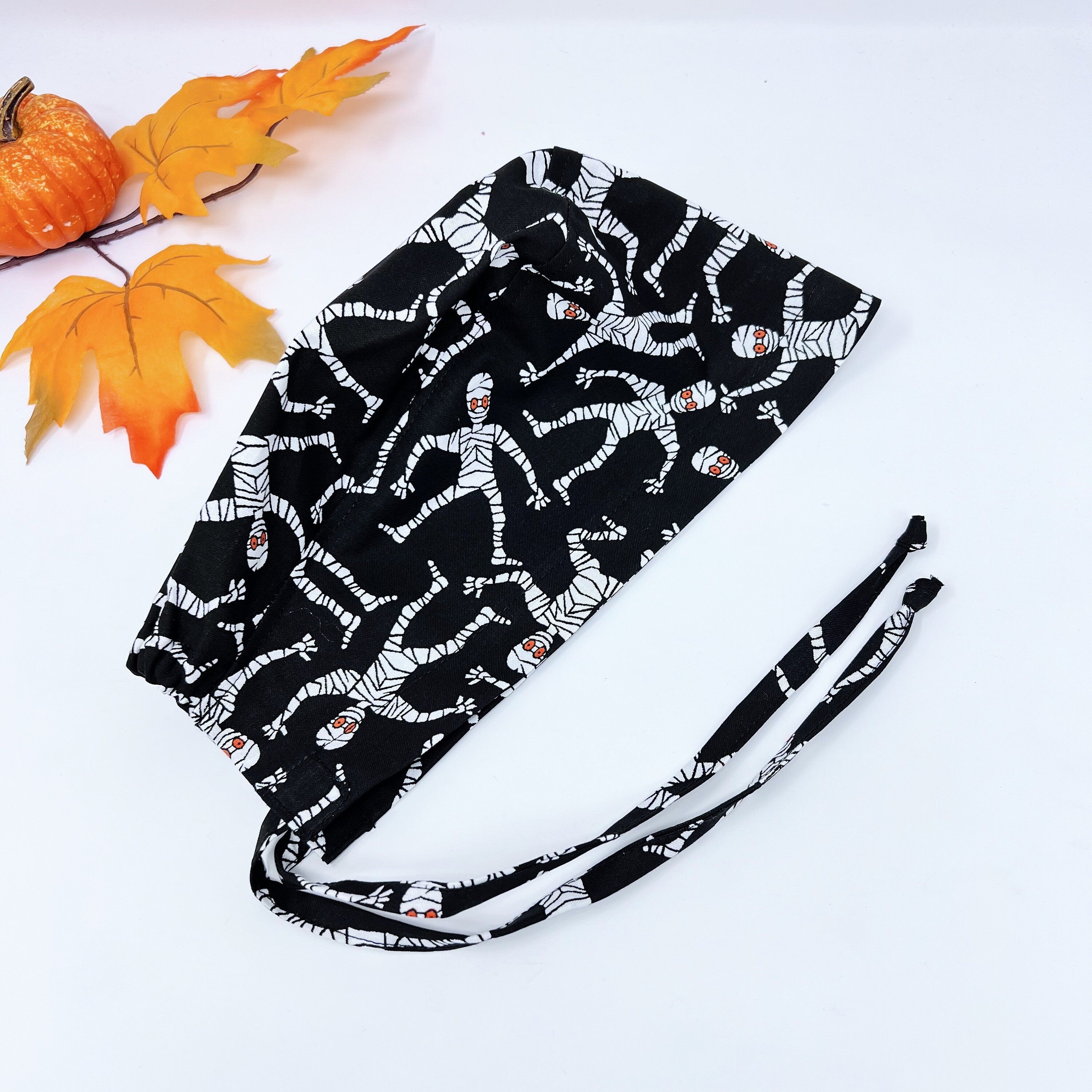 Halloween Skull tie-back style surgical scrub cap by Paradise Caps.