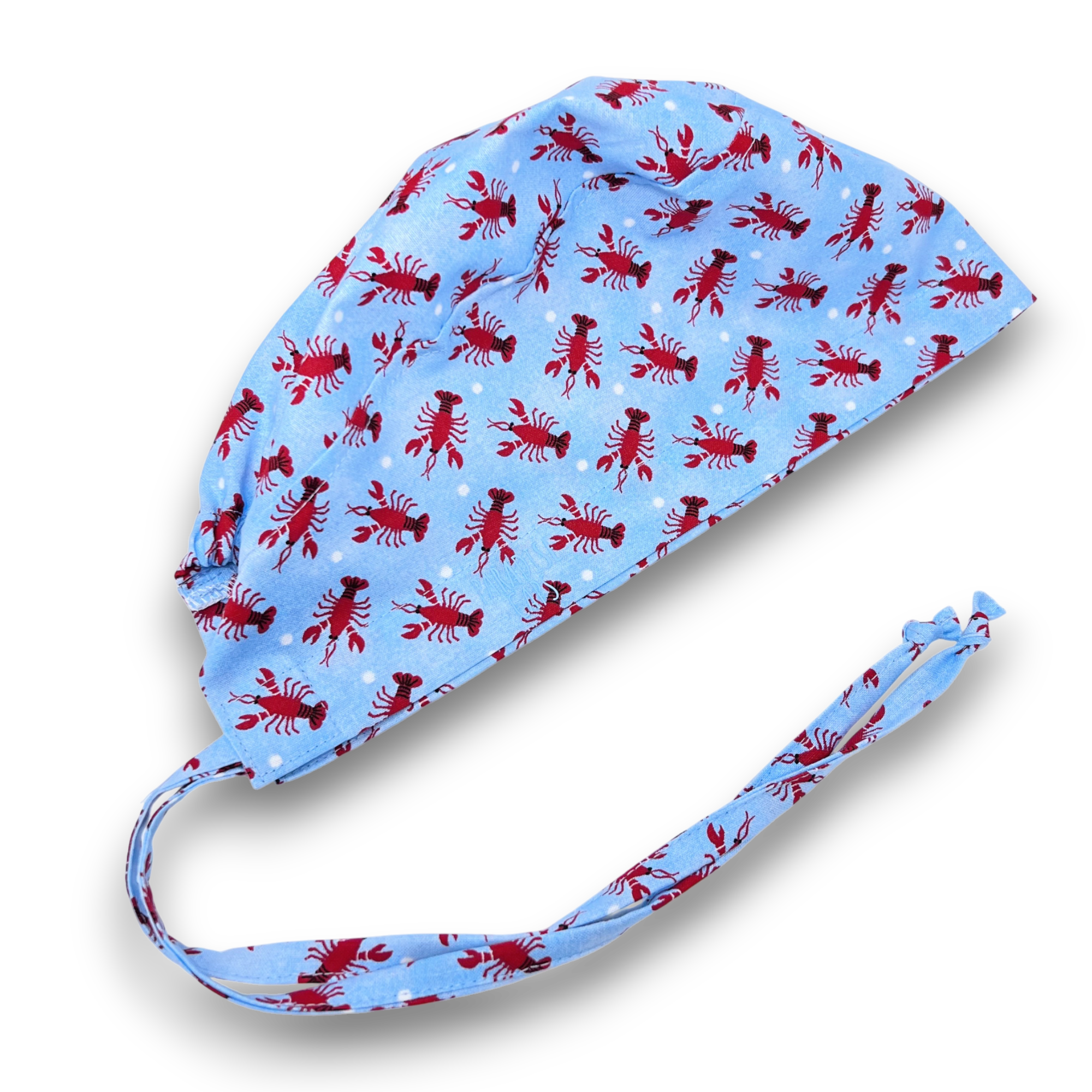 Lobster Skull tie-back style surgical scrub cap for men by Paradise Caps.