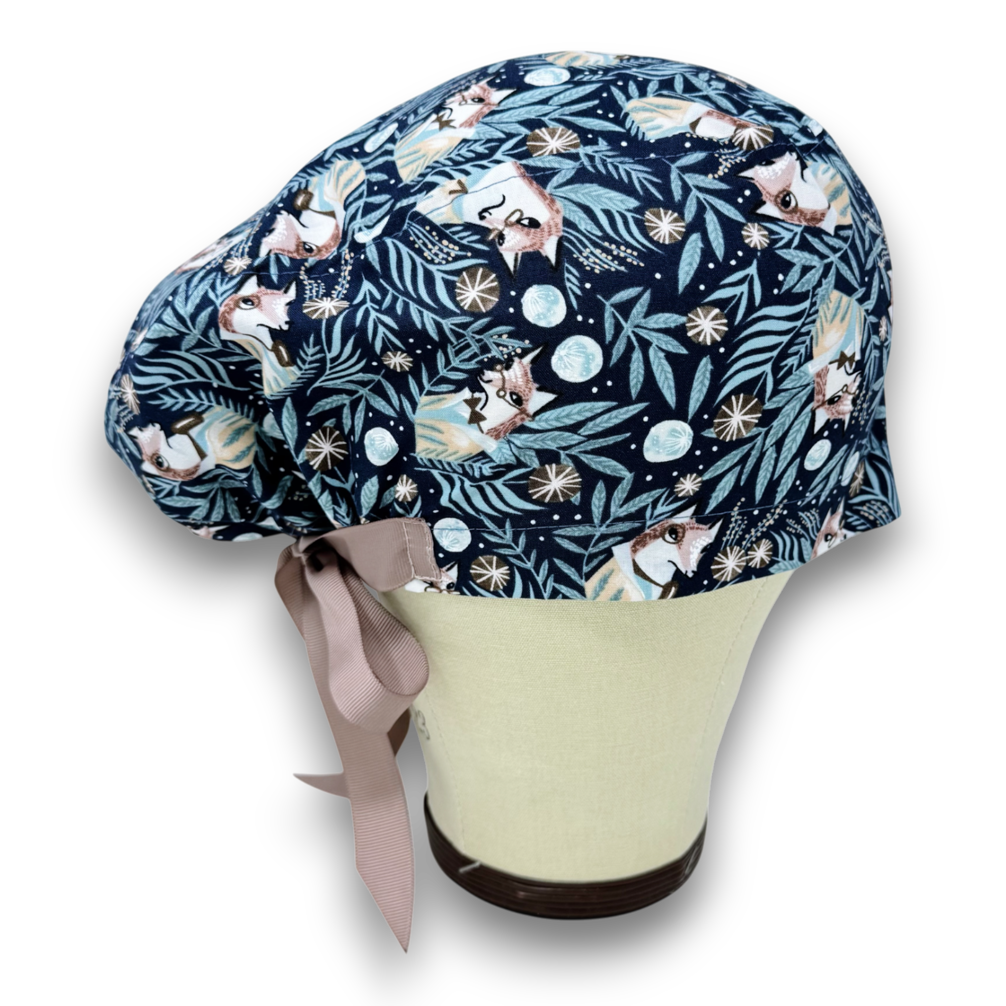Fox Euro scrub cap with ties for Women by Paradise Caps. Euro PLUS style.