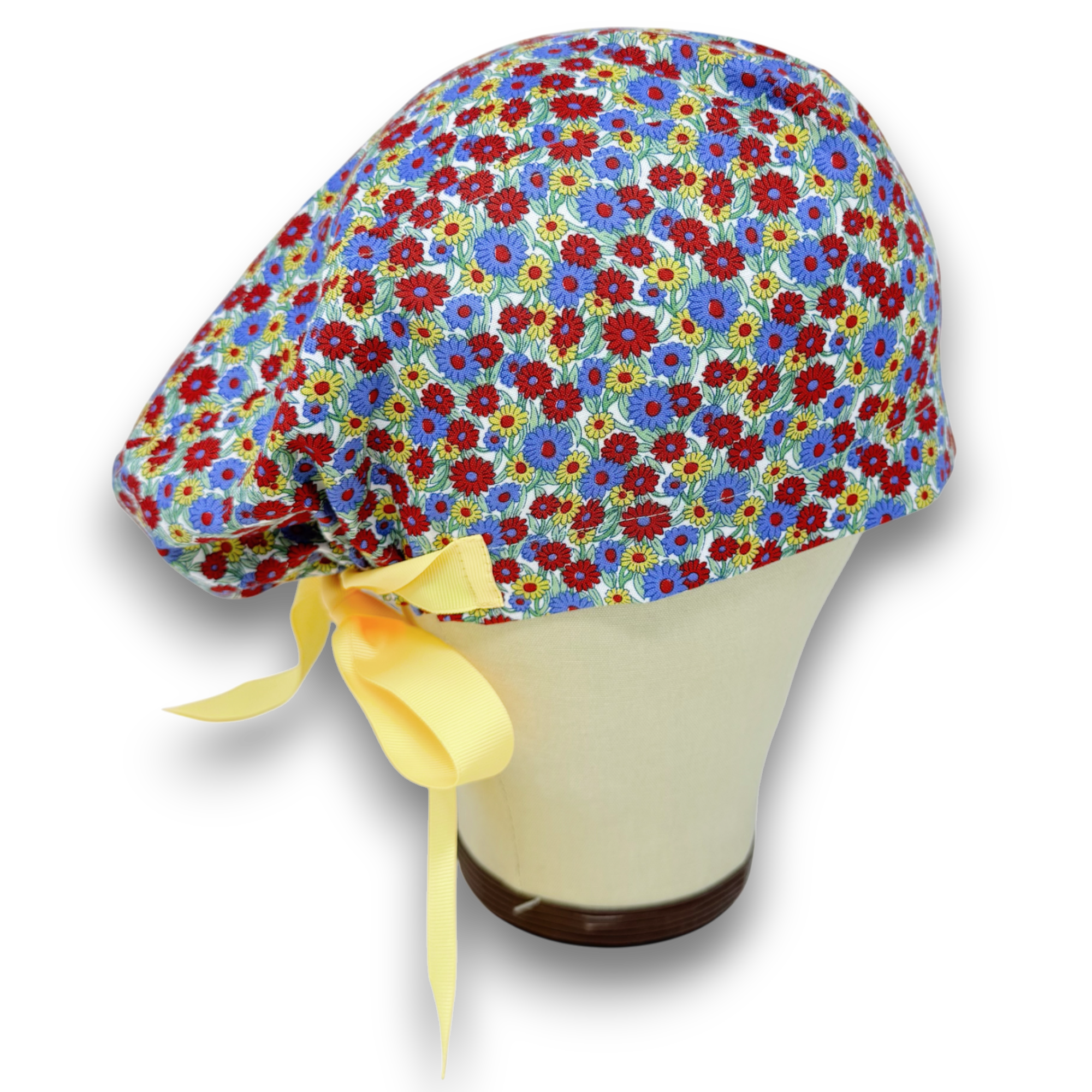 Summer Meadow Euro scrub cap with ties for Women by Paradise Caps. Euro PLUS style.