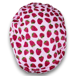 Strawberry Euro Scrub Cap for Women with Satin Lined Option by Paradise Caps.