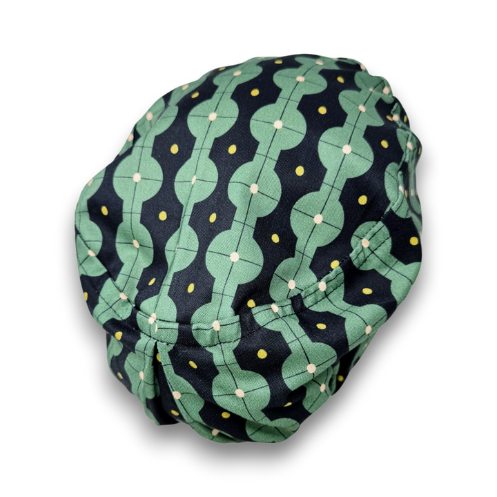 Euro scrub cap for women. Green Geometric European satin lined option ...