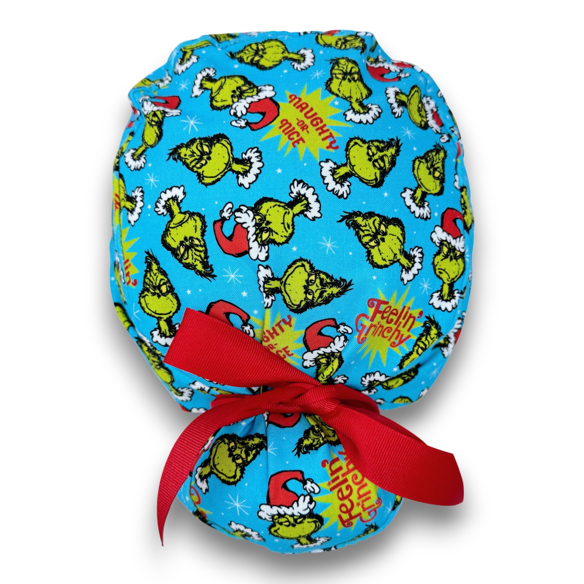 Christmas Euro scrub cap with ties. European Surgical cap with Satin Lined option by Paradise Caps. Funny Euro PLUS style.