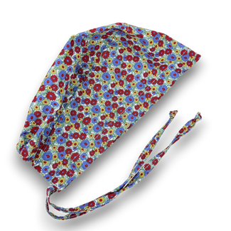 Summer Meadow Skull tie-back style surgical scrub cap for men by Paradise Caps.