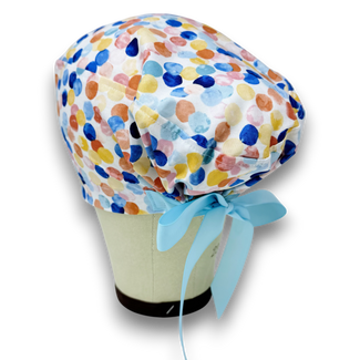 Dots Euro scrub cap with ties for Women by Paradise Caps. Euro PLUS style.