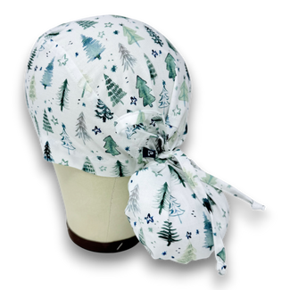 Christmas tree Ponytail scrub cap for women with satin lined option by Paradise Caps.