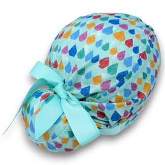 Aqua Scales Euro scrub cap with ties for Women by Paradise Caps. Euro PLUS style.