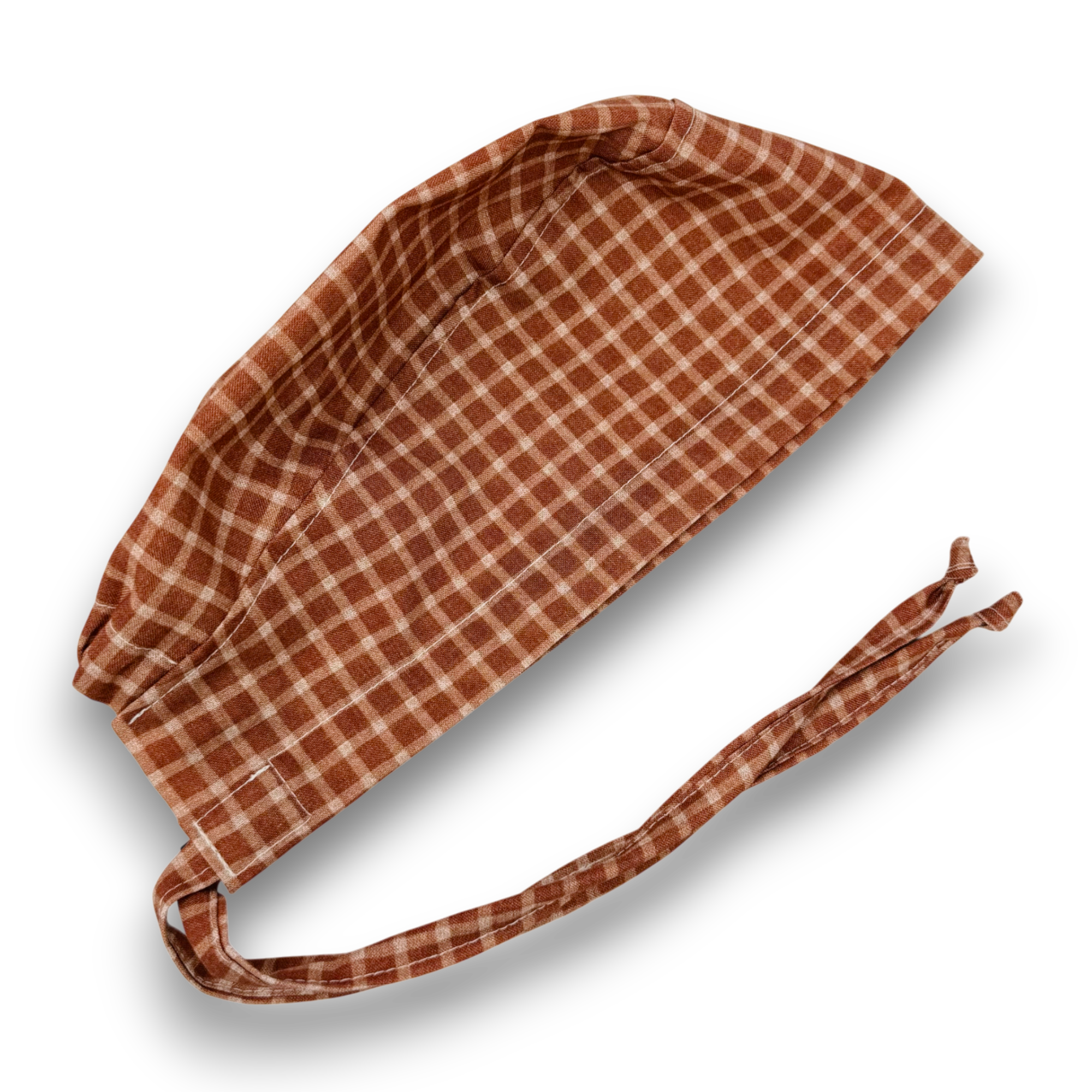 Rustic Check Men's Skull tie-back style surgical scrub cap by Paradise Caps.