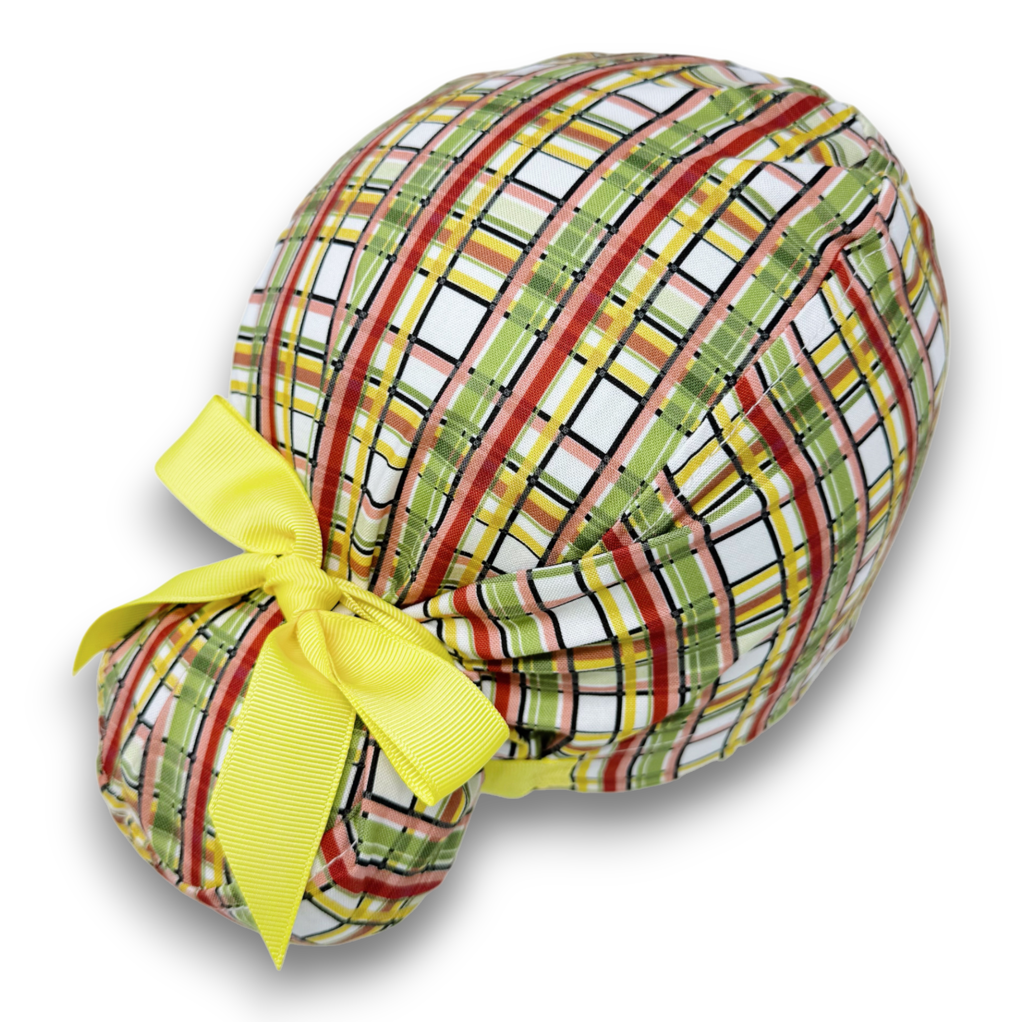Autumn Plaid Euro scrub cap with ties for Women by Paradise Caps. Euro PLUS style.