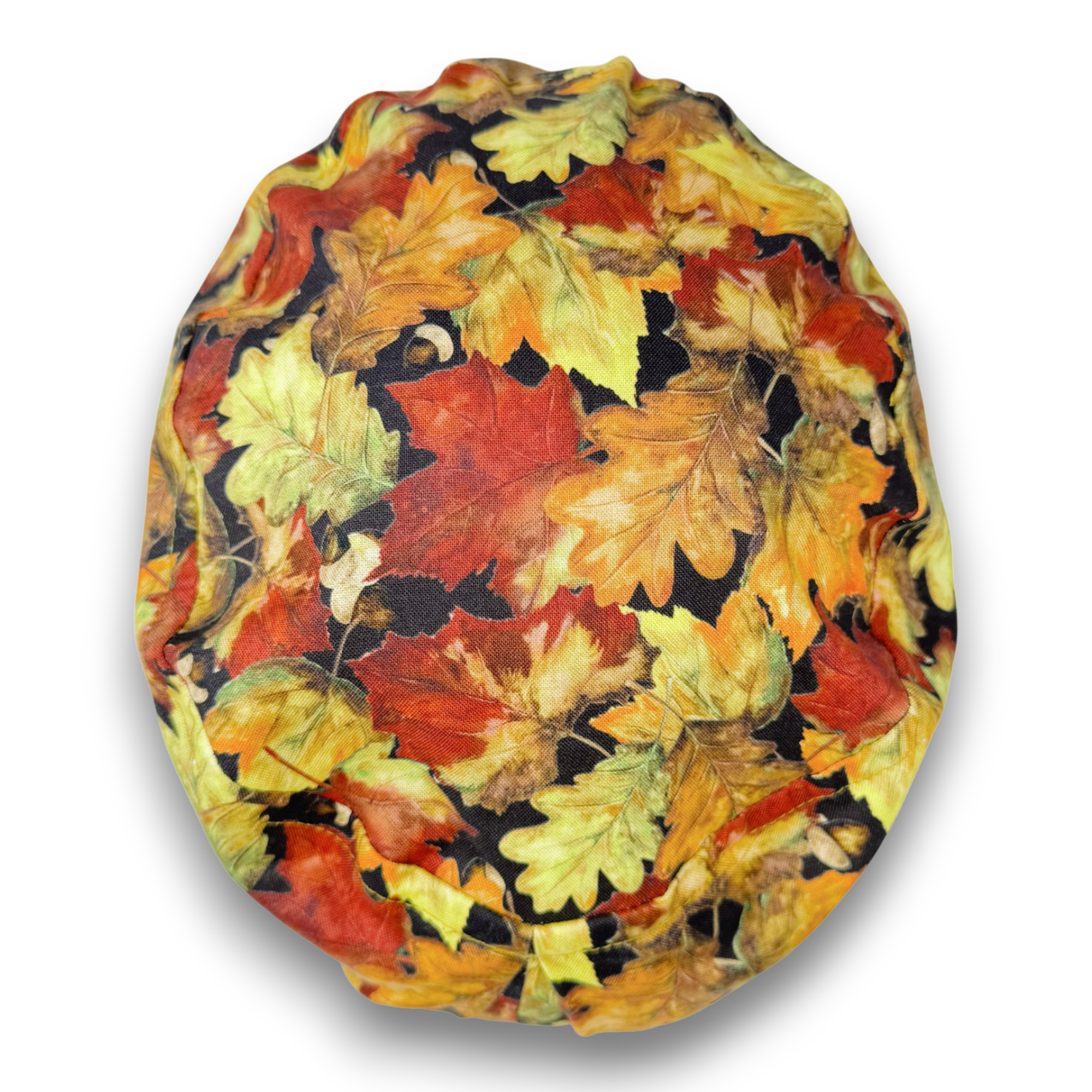 Fall leaves Euro Scrub Cap for Women with Satin Lined Option by Paradise Caps.