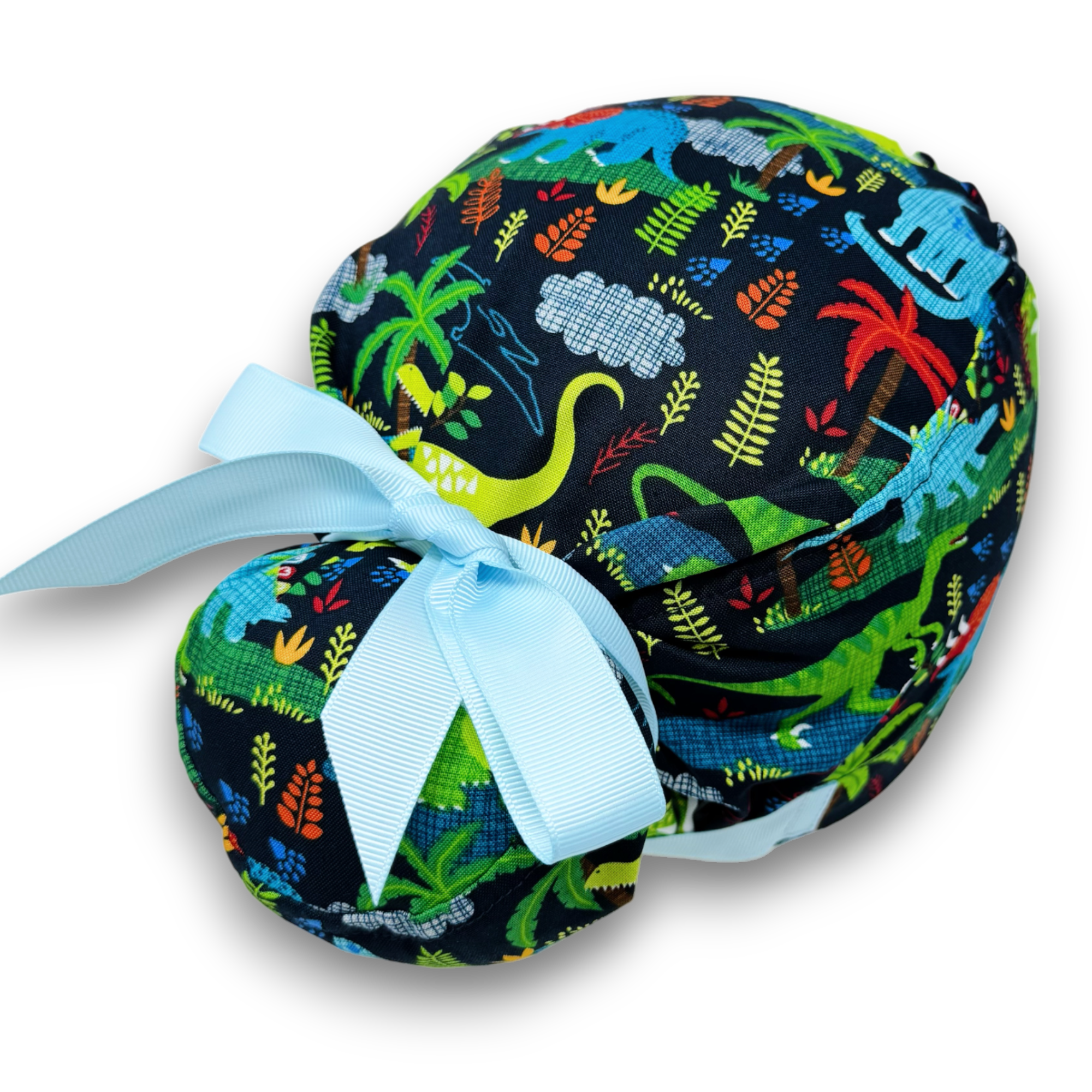 Dinosaur Euro scrub cap with ties for Women by Paradise Caps. Euro PLUS style.