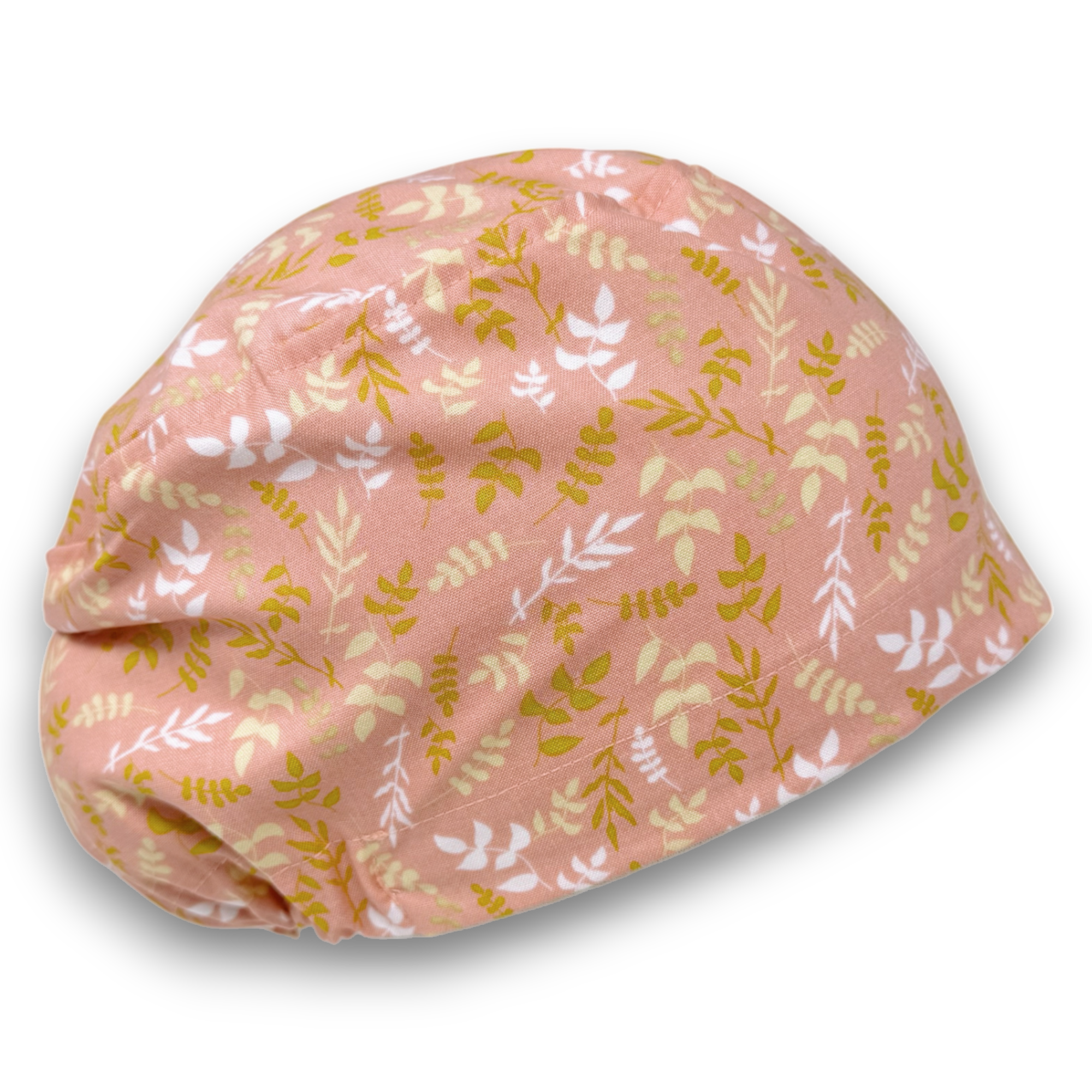 Coral leaves Euro Scrub Cap for Women with Satin Lined Option by Paradise Caps.