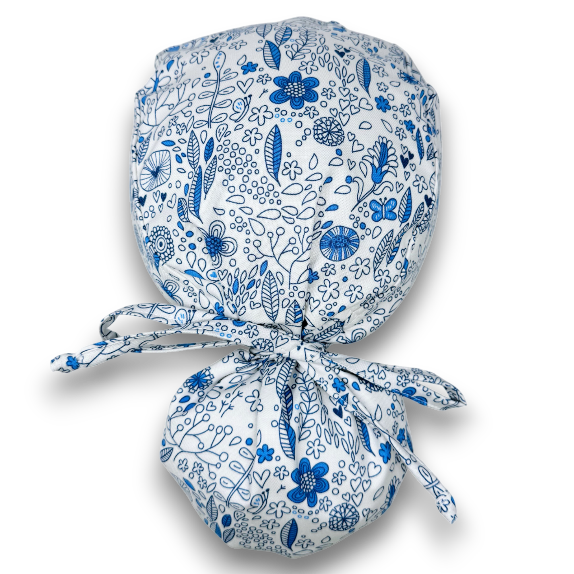 Floral Ponytail Ponytail scrub cap for women with satin lined option by Paradise Caps.