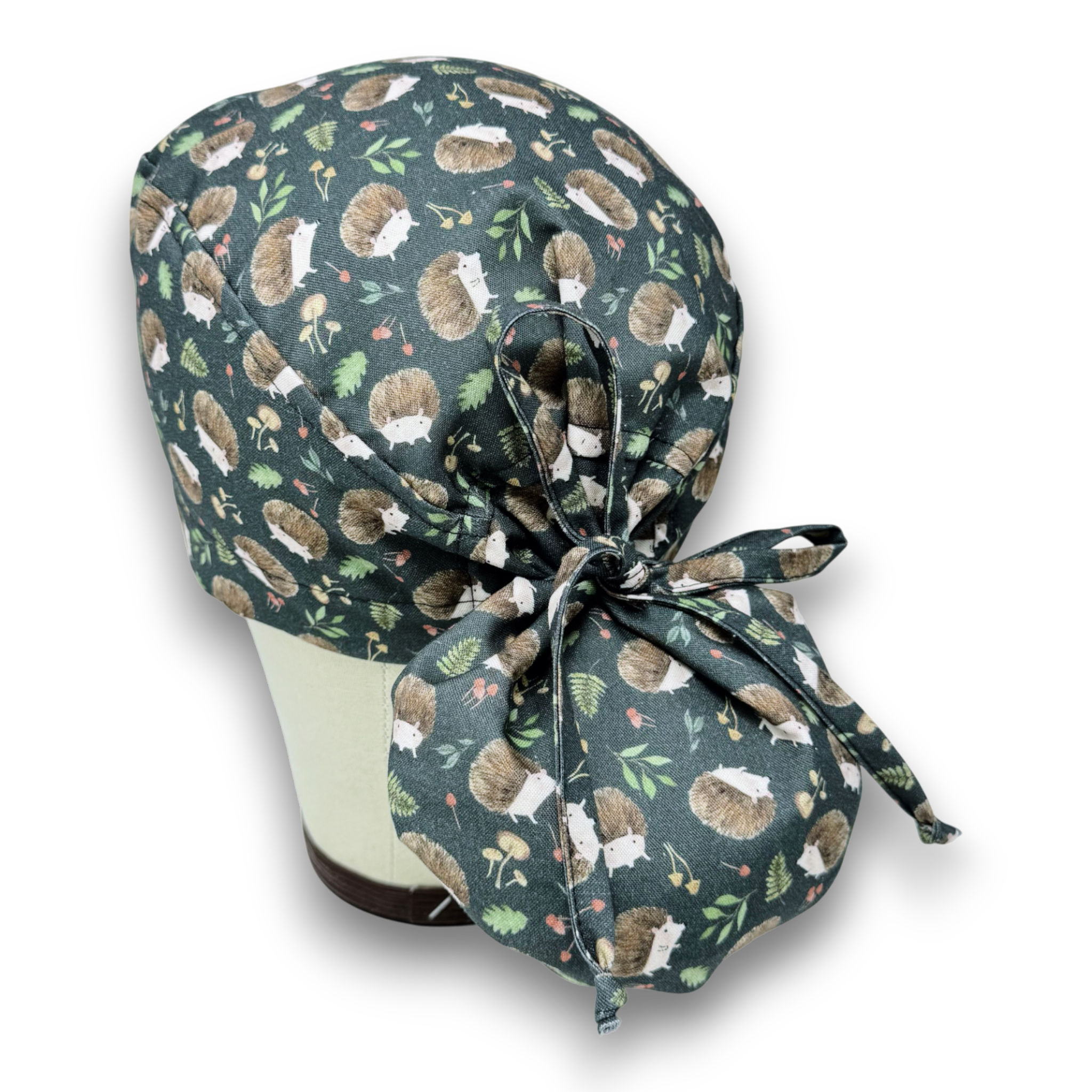 Hedgehog Ponytail scrub cap for women with satin lined option by Paradise Caps.