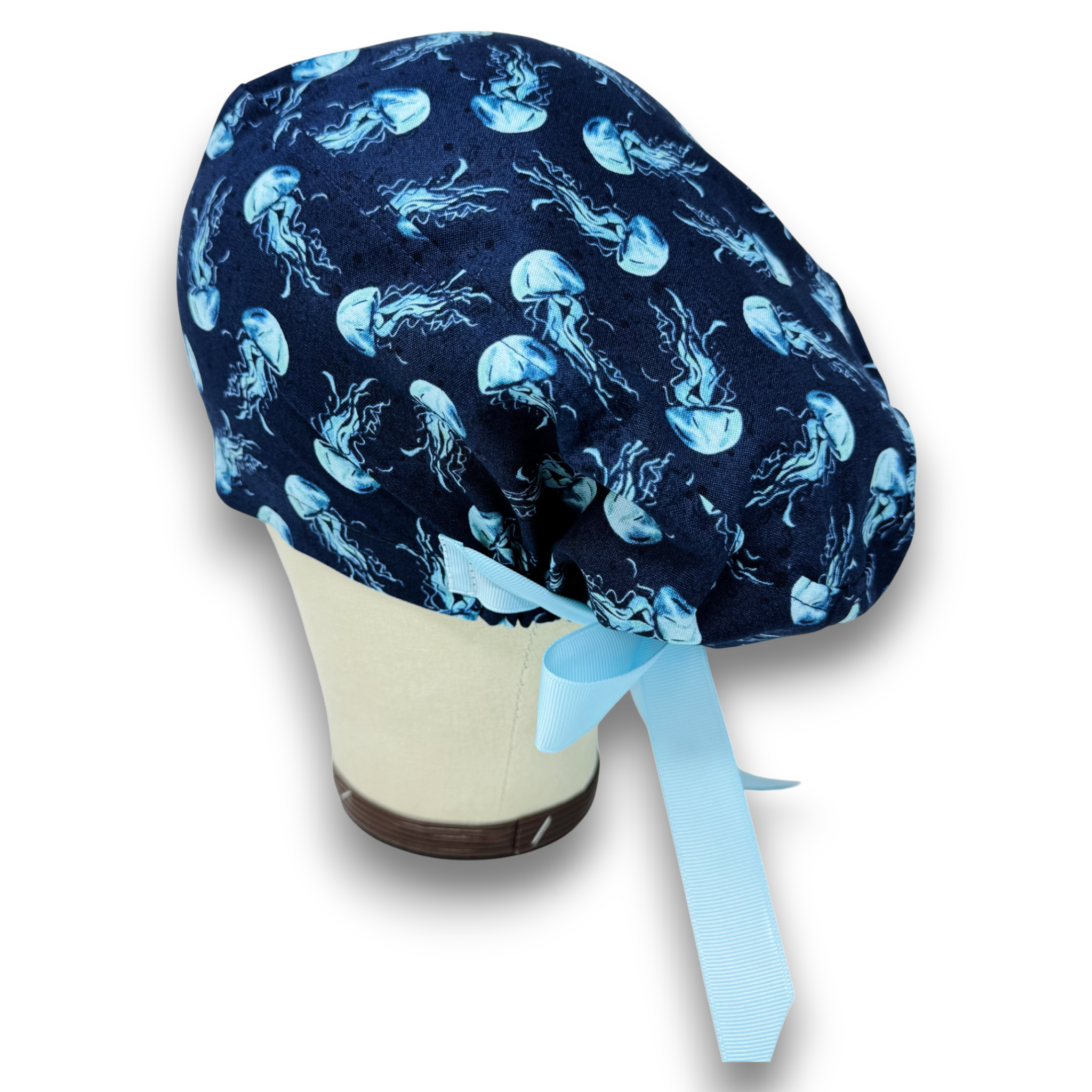 Jellyfish Euro scrub cap with ties for Women by Paradise Caps. Euro PLUS style.
