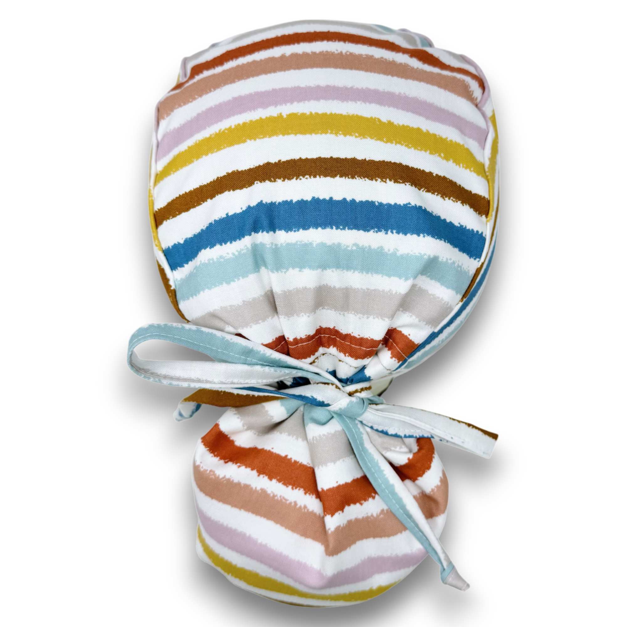 Retro Stripes Ponytail scrub cap for women with satin lined option by Paradise Caps.