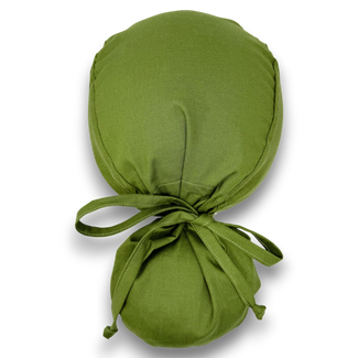 Avocado green Ponytail scrub cap for women with satin lined option by Paradise Caps.