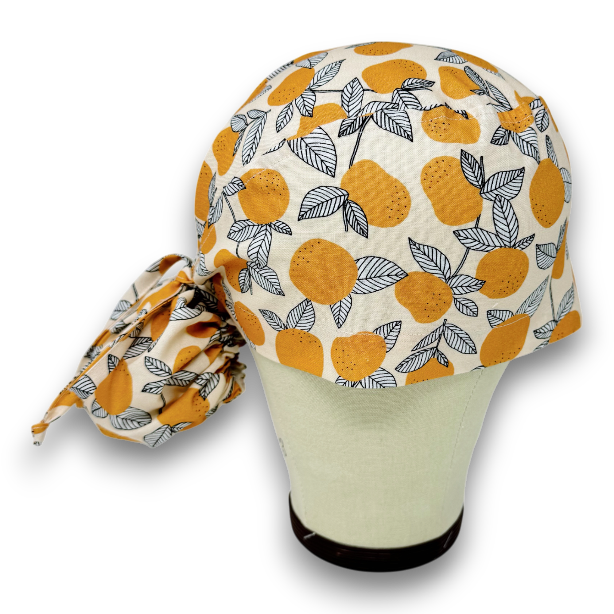 Tangerine Ponytail scrub cap for women with satin lined option by Paradise Caps.