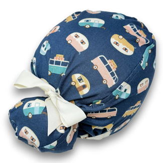 Trailer toss Euro scrub cap with ties for Women, Camping European Surgical cap with Satin Lined Option by Paradise Caps. Euro PLUS style.