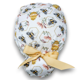Bee Euro scrub cap with ties for Women by Paradise Caps. Euro PLUS style.