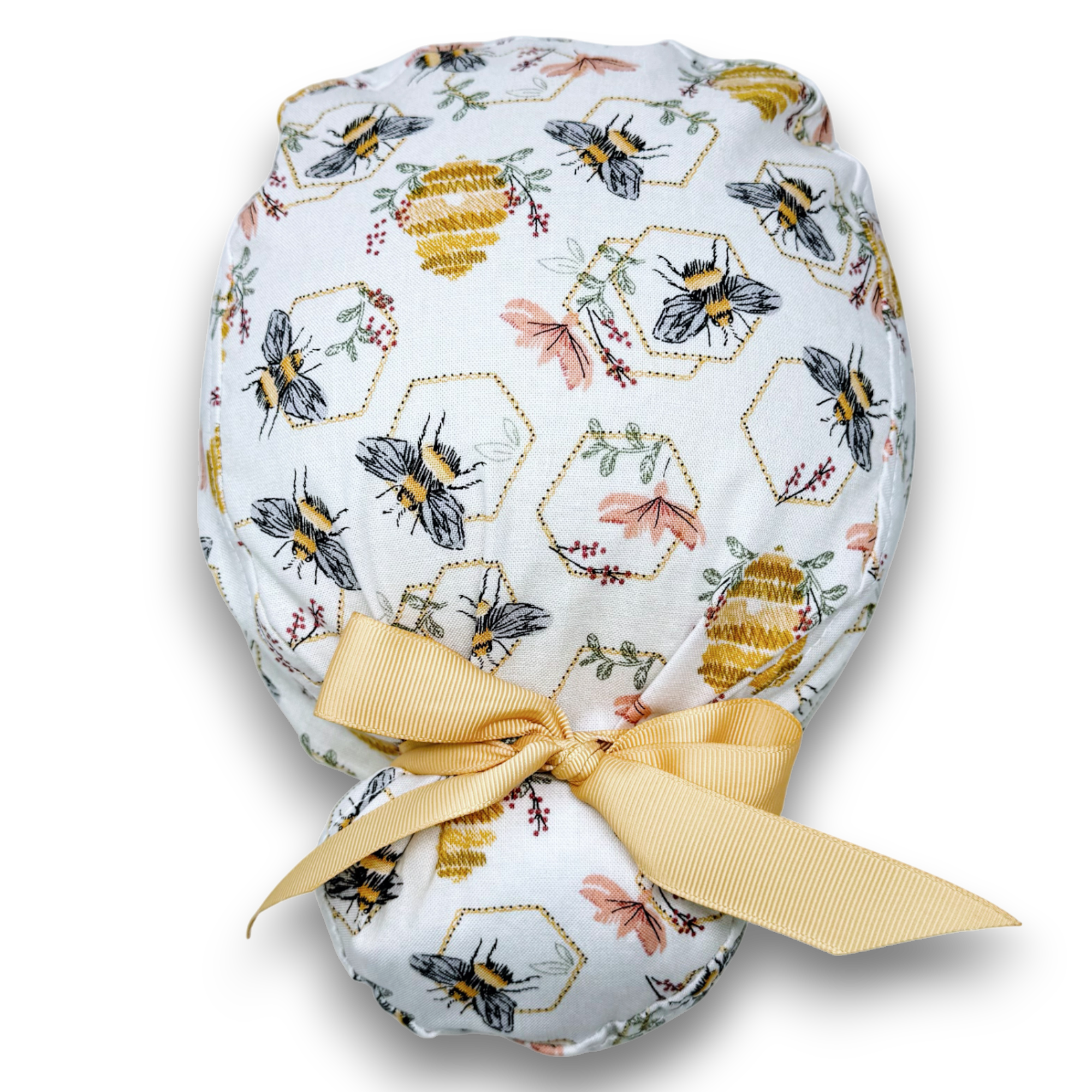 Bee Euro scrub cap with ties for Women by Paradise Caps. Euro PLUS style.