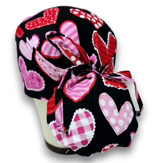 Valentine's Ponytail scrub cap for women with satin lined option by Paradise Caps.