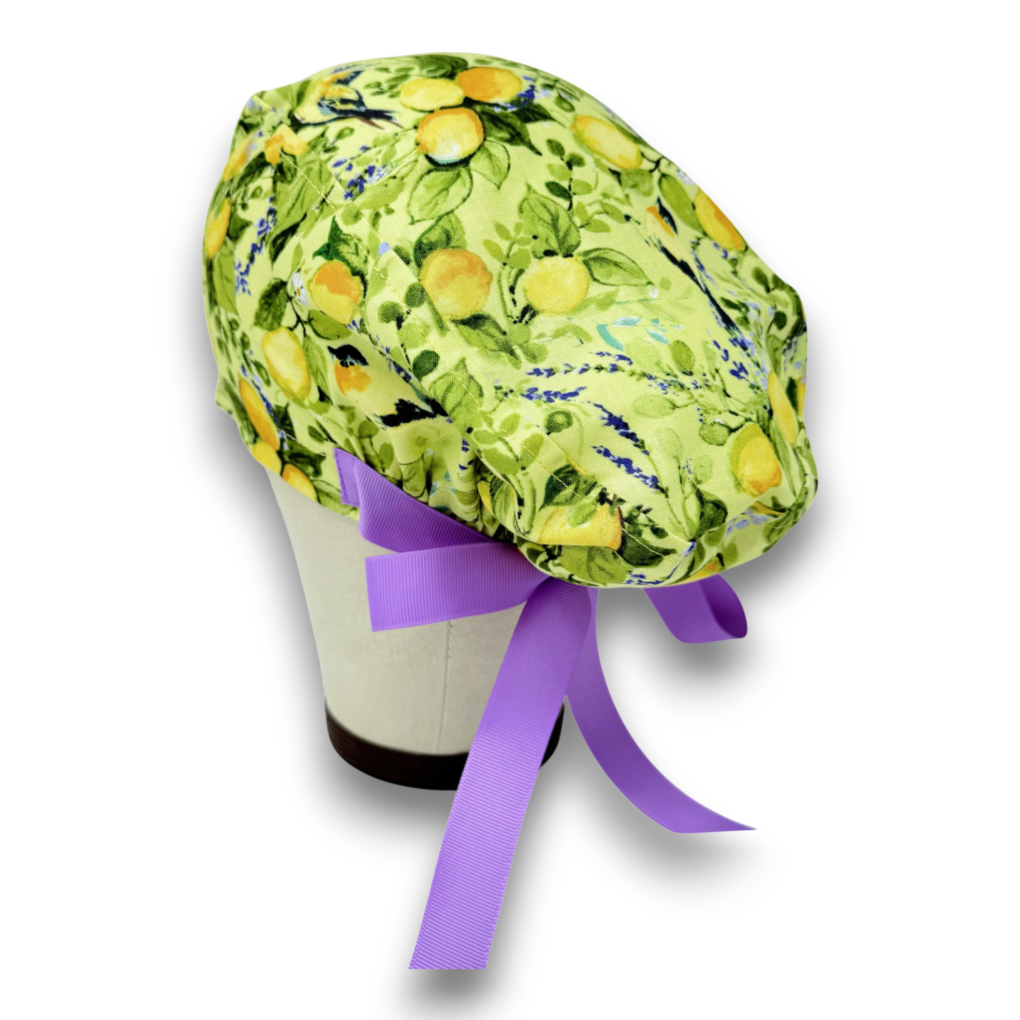 Lemon Euro scrub cap with ties for Women by Paradise Caps. Euro PLUS style.