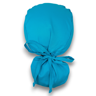 Solid blue Ponytail scrub cap for women with satin lined option by Paradise Caps.