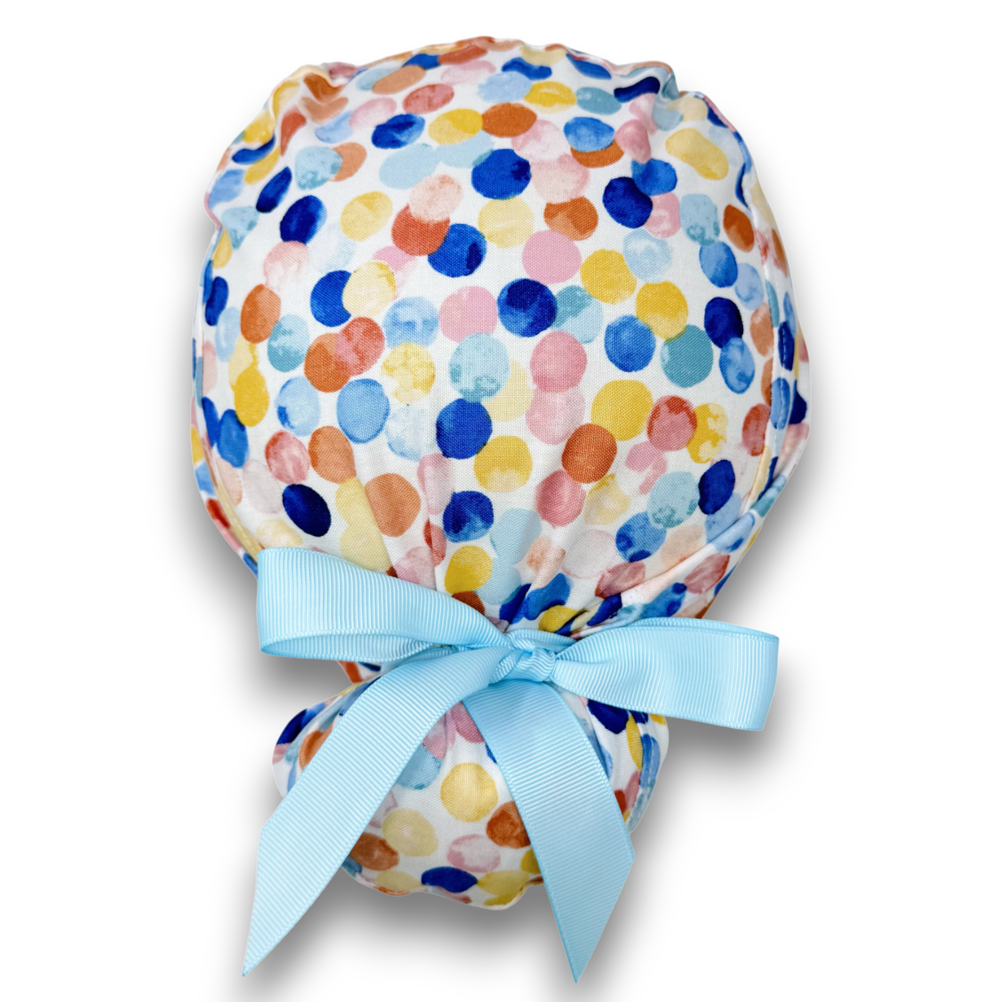 Dots Euro scrub cap with ties for Women by Paradise Caps. Euro PLUS style.