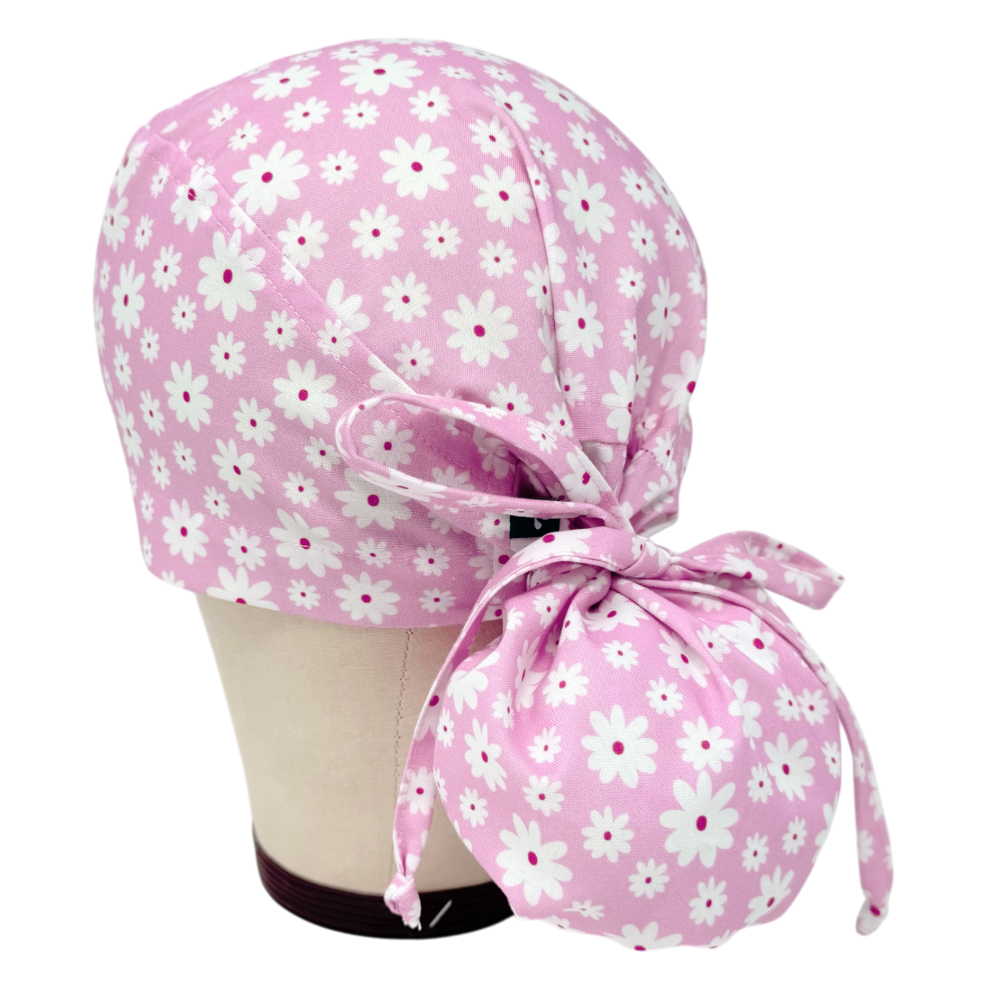 Daisy Ponytail scrub cap for women with satin lined option by Paradise Caps.