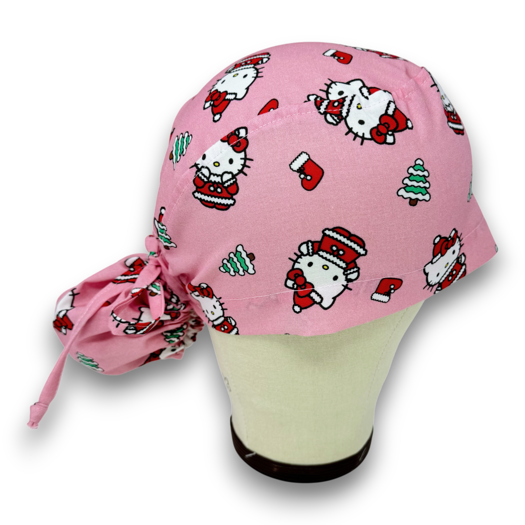 Christmas Ponytail scrub cap for women with satin lined option by Paradise Caps.