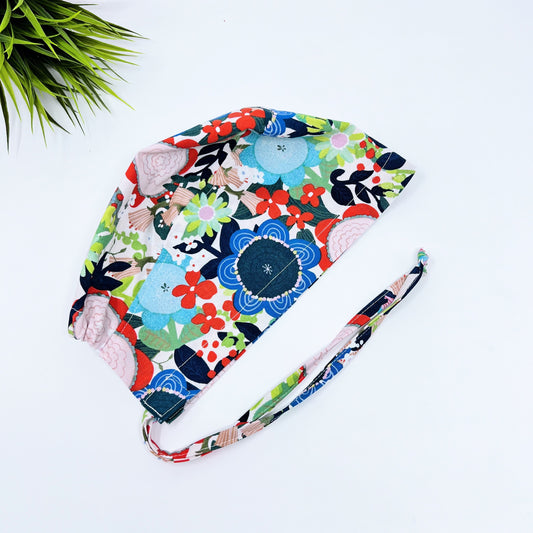 Lovely Planet Floral regular surgical cap. Scrub caps for women and men.