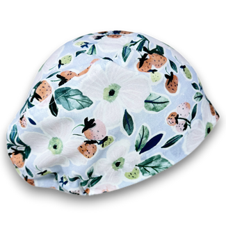 Euro Scrub Cap for Women. Strawberry Bloom European surgical hat with satin lined by Paradise Caps.